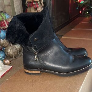 Fabianelli Black Leather Women's Boots made in Italy zipper and snap closure